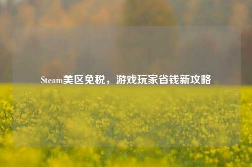 Steam美区免税，游戏玩家省钱新攻略
