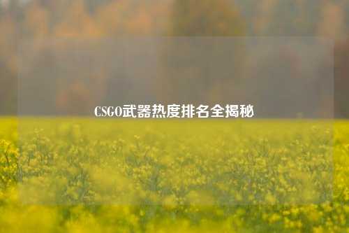 CSGO武器热度排名全揭秘