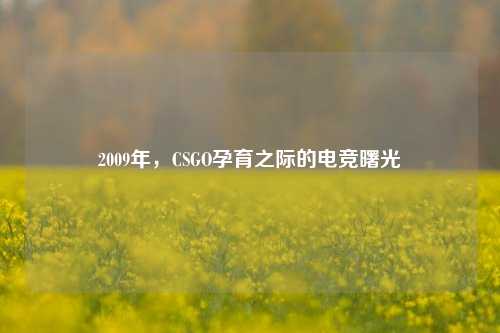 2009年，CSGO孕育之际的电竞曙光