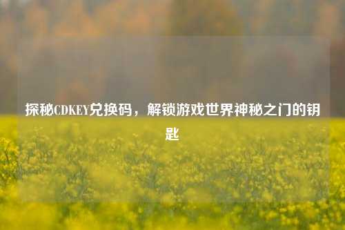 探秘CDKEY兑换码，解锁游戏世界神秘之门的钥匙